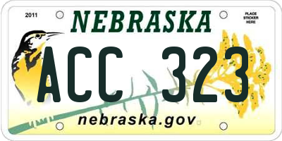 NE license plate ACC323