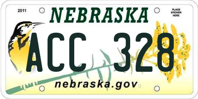 NE license plate ACC328