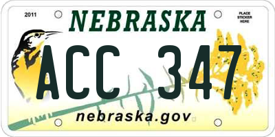 NE license plate ACC347
