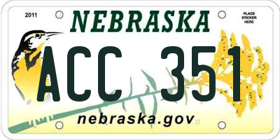 NE license plate ACC351