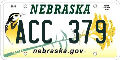 NE license plate ACC379