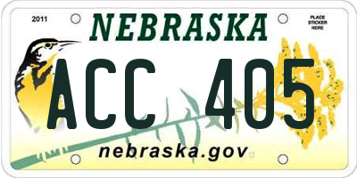 NE license plate ACC405