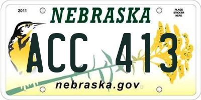NE license plate ACC413