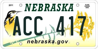 NE license plate ACC417