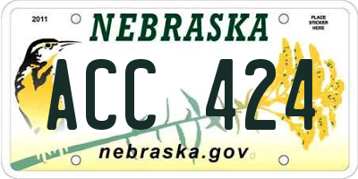 NE license plate ACC424