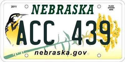 NE license plate ACC439