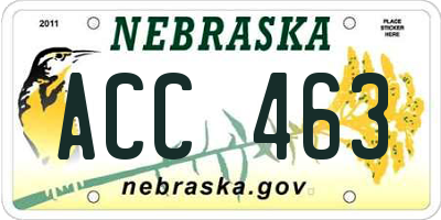 NE license plate ACC463