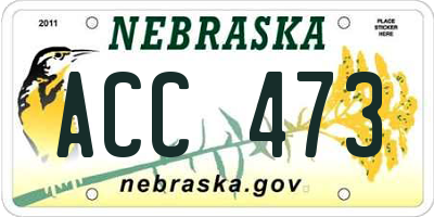 NE license plate ACC473
