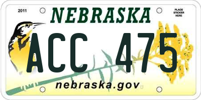NE license plate ACC475