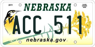 NE license plate ACC511