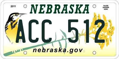 NE license plate ACC512