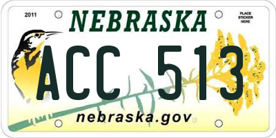 NE license plate ACC513