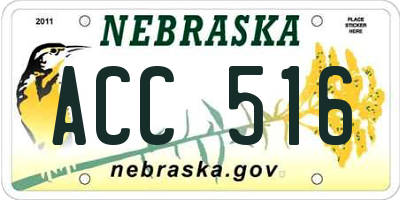 NE license plate ACC516