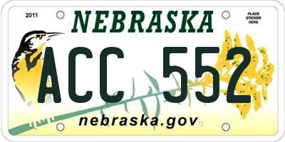 NE license plate ACC552