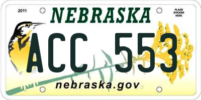 NE license plate ACC553