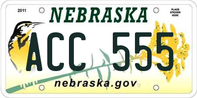 NE license plate ACC555