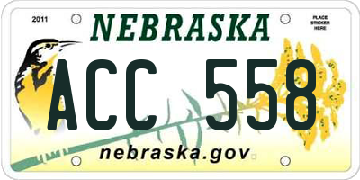NE license plate ACC558