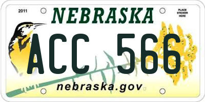 NE license plate ACC566