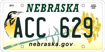 NE license plate ACC629