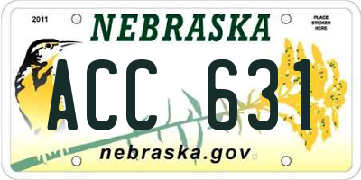 NE license plate ACC631