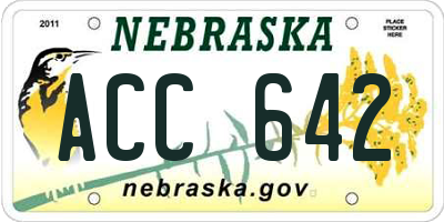 NE license plate ACC642
