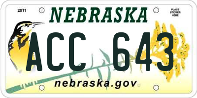 NE license plate ACC643