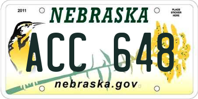 NE license plate ACC648