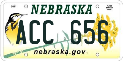 NE license plate ACC656
