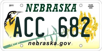 NE license plate ACC682