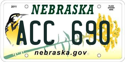 NE license plate ACC690