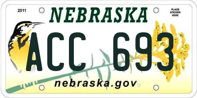 NE license plate ACC693