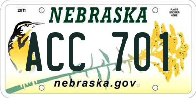 NE license plate ACC701