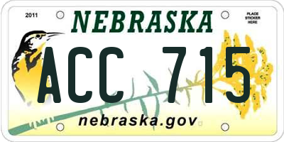NE license plate ACC715