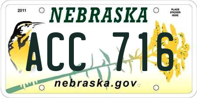 NE license plate ACC716