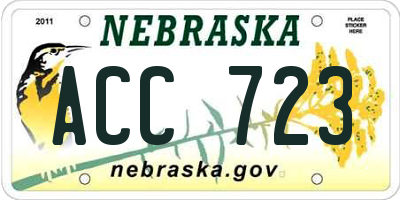 NE license plate ACC723