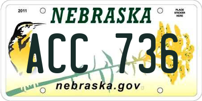 NE license plate ACC736