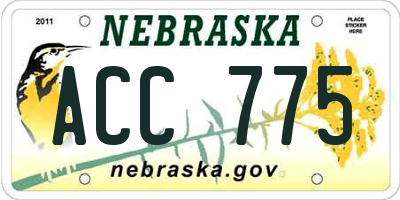 NE license plate ACC775