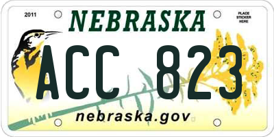 NE license plate ACC823