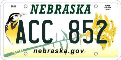 NE license plate ACC852
