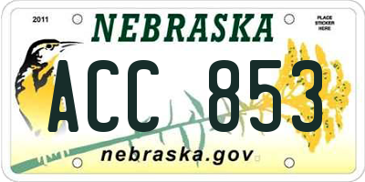 NE license plate ACC853