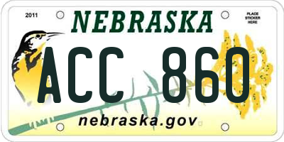 NE license plate ACC860