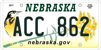 NE license plate ACC862