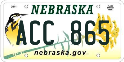 NE license plate ACC865