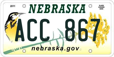 NE license plate ACC867