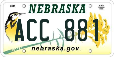 NE license plate ACC881