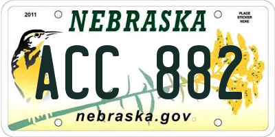 NE license plate ACC882