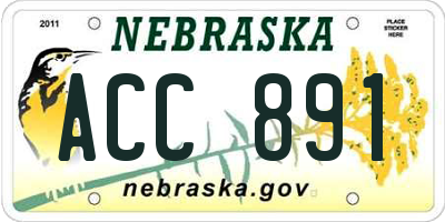 NE license plate ACC891