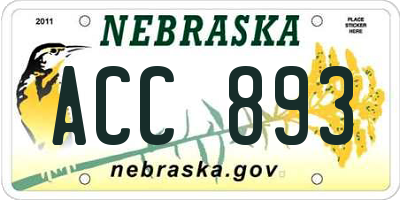 NE license plate ACC893