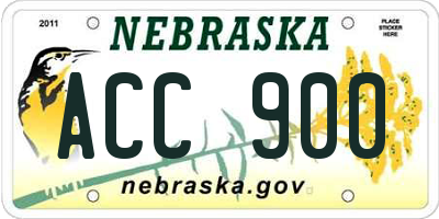 NE license plate ACC900