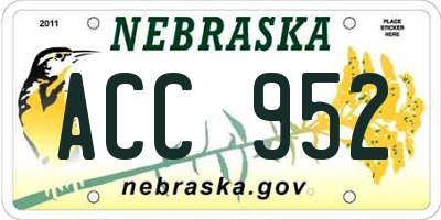 NE license plate ACC952